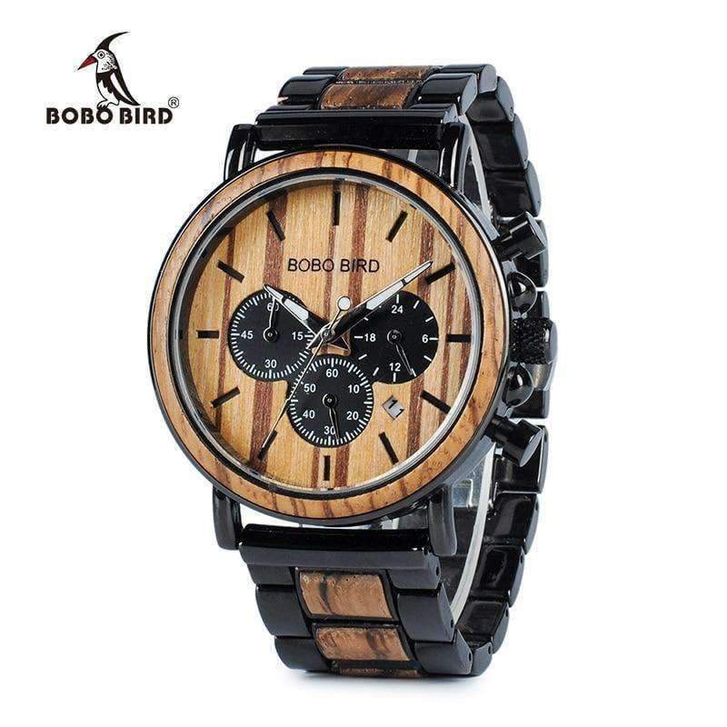 Planet Gates W-P09-1 / China BOBO BIRD Wooden Watch Men erkek kol saati Luxury Stylish Wood Timepieces Chronograph Military Quartz Watches in Wood Gift Box