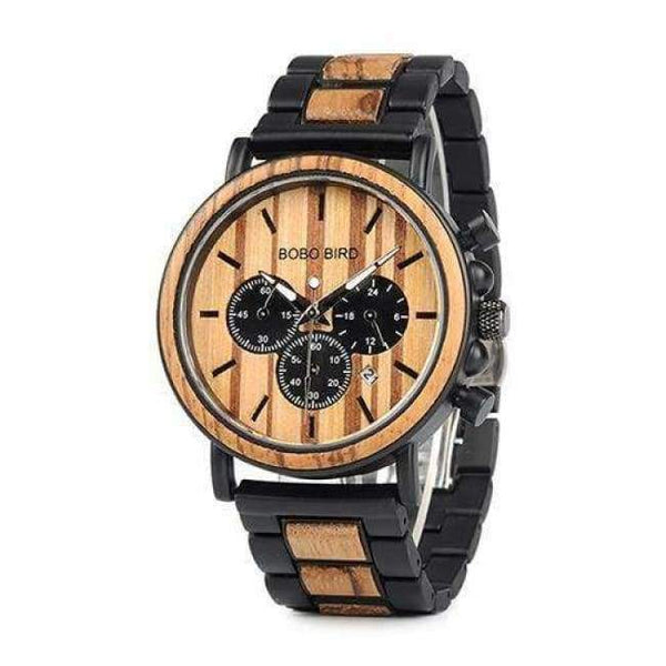 Planet Gates W-P09-1 / China BOBO BIRD Wooden Watch Men erkek kol saati Luxury Stylish Wood Timepieces Chronograph Military Quartz Watches in Wood Gift Box