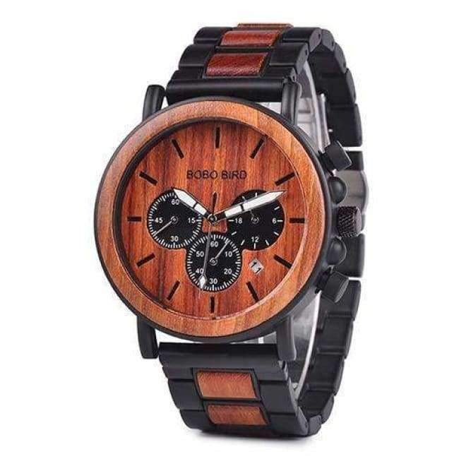 Planet Gates W-P09-1 / China BOBO BIRD Wooden Watch Men erkek kol saati Luxury Stylish Wood Timepieces Chronograph Military Quartz Watches in Wood Gift Box