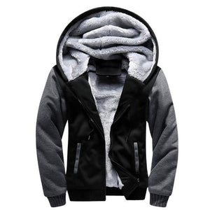Planet Gates W02 USA SIZE BLACK / S Men Hoodies Casual Wool Winter Thickened Warm Coat Male Velvet Male Sweatshirts Coat Zipper Cardigan