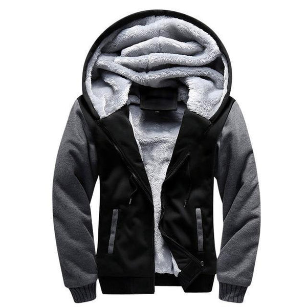 Planet Gates W02 USA SIZE BLACK / S Men Hoodies Casual Wool Winter Thickened Warm Coat Male Velvet Male Sweatshirts Coat Zipper Cardigan