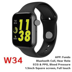 Planet Gates W34 black / add gift box Bluetooth Call Dial Answer Watch Smart Watch Band Heart Rate Monitor Fitness Tracker Wearing Wristband Bracelet MTK 2502 IOS