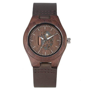 Planet Gates W460302 / China Wooden Couple Watch Quartz Leather Band Handmade Walnut Wood Watches Hollow Dial Valentine's Day Lover Gift reloj para parej