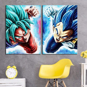 Wall Art Canvas Pictures Paintings 2 Pcs Vegeta Goku Anime Dragon Ball Super Cartoon Modular Posters Modern HD Printed Home Deco