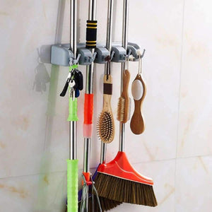 Planet Gates Wall Mounted Garage Tool Rack Kitchen Storage Mop Organizer Broom Hanger Garage Cabinet Keeper Organiser 4 Position
