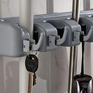 Planet Gates Wall Mounted Garage Tool Rack Kitchen Storage Mop Organizer Broom Hanger Garage Cabinet Keeper Organiser 4 Position