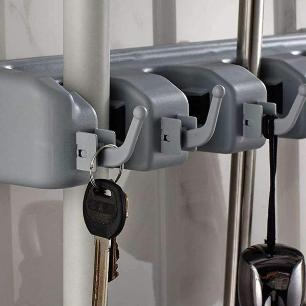 Planet Gates Wall Mounted Garage Tool Rack Kitchen Storage Mop Organizer Broom Hanger Garage Cabinet Keeper Organiser 4 Position