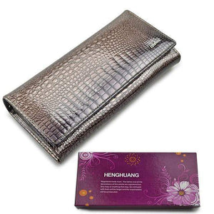 Planet Gates wallet box gray Women Wallets and Purses Luxury Brand Alligator Long Genuine Leather Ladies Clutch Coin Purse Female Crocodile Cow Wallet