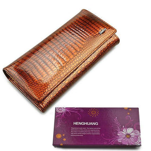 Planet Gates wallet box khaki Women Wallets and Purses Luxury Brand Alligator Long Genuine Leather Ladies Clutch Coin Purse Female Crocodile Cow Wallet