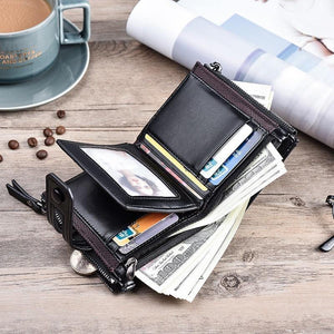 Planet Gates Wallet Purse PU Leather Men's Wallet Hasp Design Small Mens Wallets With Zipper Coin Pocket Card Holder Luxury Wallet