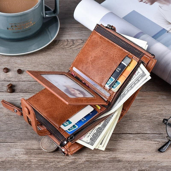 Planet Gates Wallet Purse PU Leather Men's Wallet Hasp Design Small Mens Wallets With Zipper Coin Pocket Card Holder Luxury Wallet