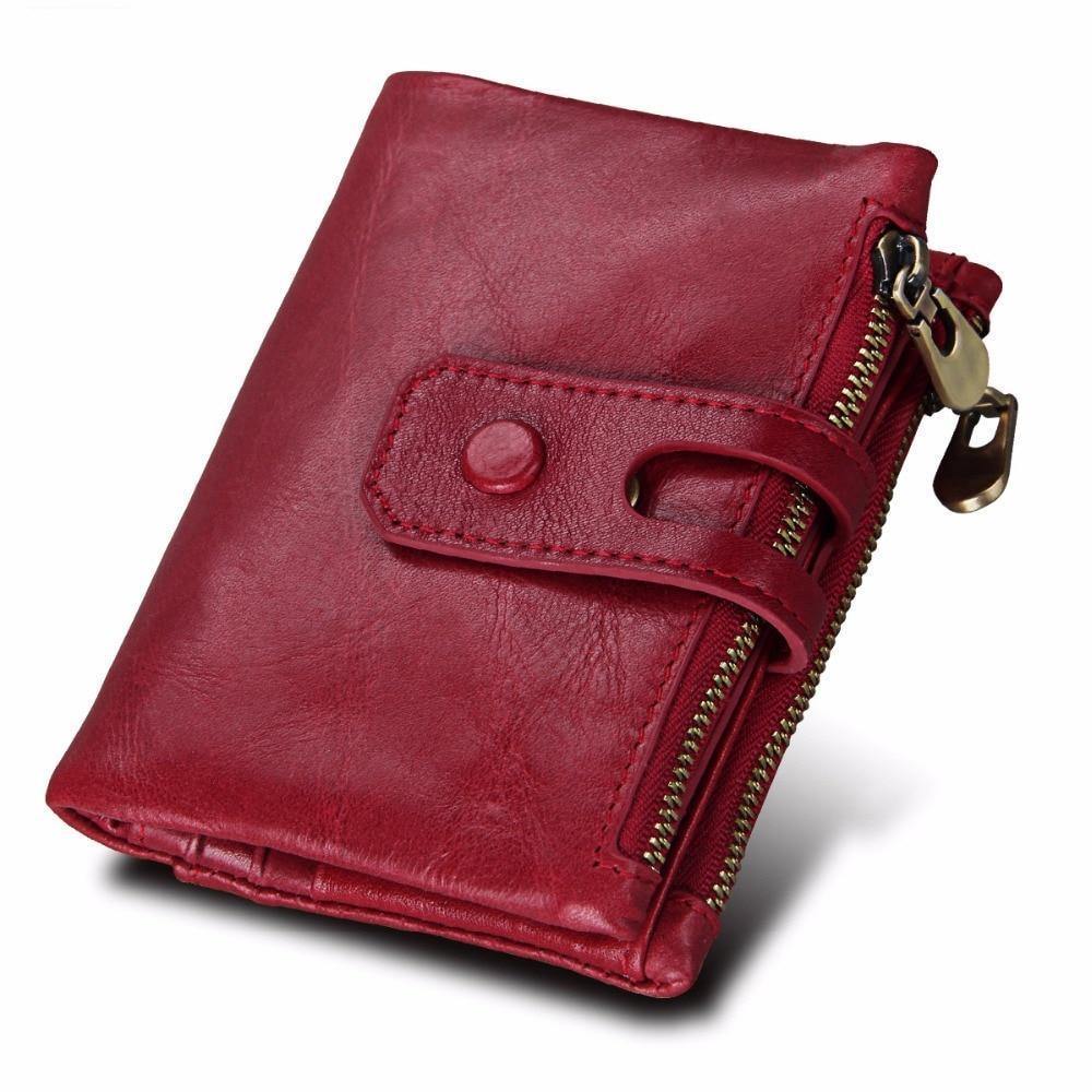 Planet Gates Wallet Women Genuine Leather Wallets Female Hasp Double Zipper Design Coin Purse ID Card Holder Unisex Slim Wallet