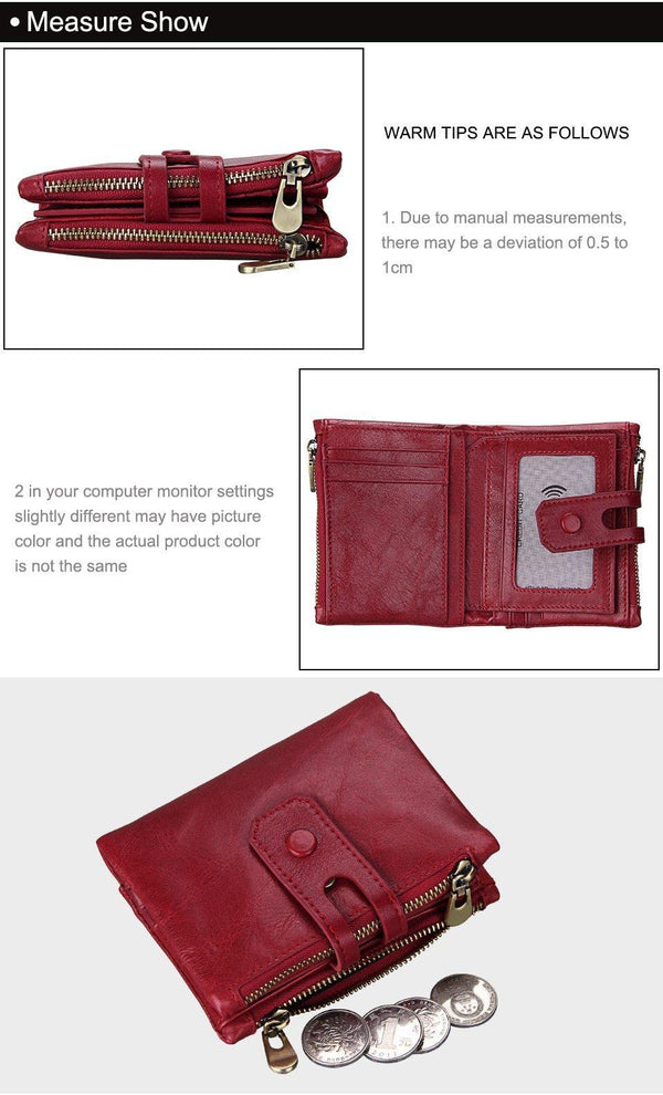 Planet Gates Wallet Women Genuine Leather Wallets Female Hasp Double Zipper Design Coin Purse ID Card Holder Unisex Slim Wallet