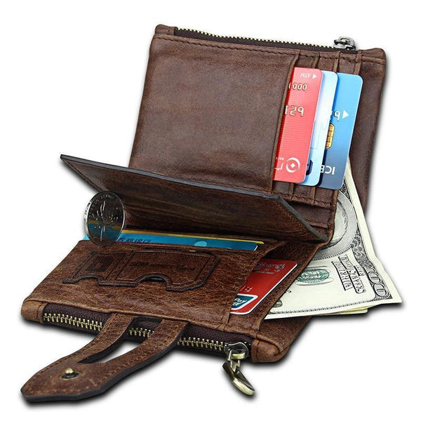 Planet Gates Wallet Women Genuine Leather Wallets Female Hasp Double Zipper Design Coin Purse ID Card Holder Unisex Slim Wallet
