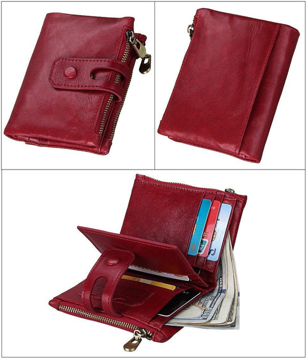 Planet Gates Wallet Women Genuine Leather Wallets Female Hasp Double Zipper Design Coin Purse ID Card Holder Unisex Slim Wallet