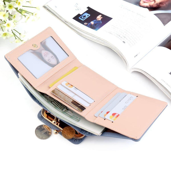 Planet Gates Wallet Women  Lady Short Women Wallets Crown Decorated Mini Money Purses Small Fold PU Leather Female Coin Purse Card Holder
