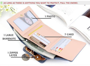 Planet Gates Wallet Women  Lady Short Women Wallets Crown Decorated Mini Money Purses Small Fold PU Leather Female Coin Purse Card Holder