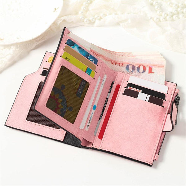 Planet Gates Wallet Women Leather  Credit Card Holder Zipper Wallet Short Coin Purse For Cards Purse Portefeuille Zip Card Short Clutch