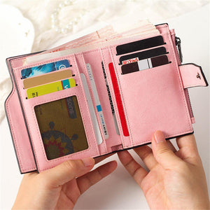 Planet Gates Wallet Women Leather  Credit Card Holder Zipper Wallet Short Coin Purse For Cards Purse Portefeuille Zip Card Short Clutch