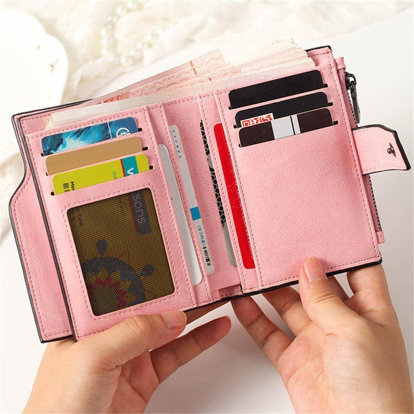Planet Gates Wallet Women Leather  Credit Card Holder Zipper Wallet Short Coin Purse For Cards Purse Portefeuille Zip Card Short Clutch
