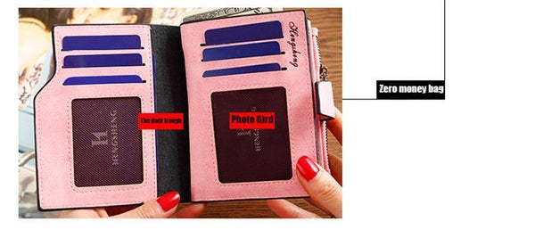 Planet Gates Wallet Women Leather  Credit Card Holder Zipper Wallet Short Coin Purse For Cards Purse Portefeuille Zip Card Short Clutch