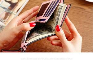Planet Gates Wallet Women Leather  Credit Card Holder Zipper Wallet Short Coin Purse For Cards Purse Portefeuille Zip Card Short Clutch