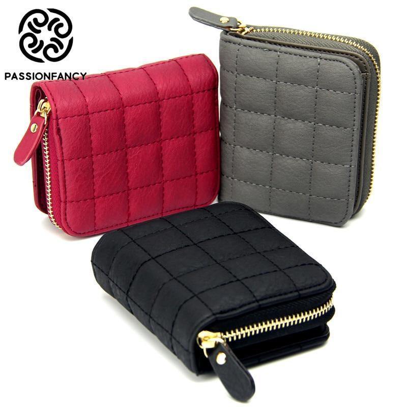Planet Gates Wallets PU Leather Female Plaid Purses Nubuck Card Holder Wallet Fashion Woman Small Zipper Wallet With Coin Purse