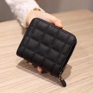 Planet Gates Wallets PU Leather Female Plaid Purses Nubuck Card Holder Wallet Fashion Woman Small Zipper Wallet With Coin Purse