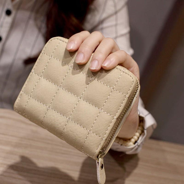 Planet Gates Wallets PU Leather Female Plaid Purses Nubuck Card Holder Wallet Fashion Woman Small Zipper Wallet With Coin Purse