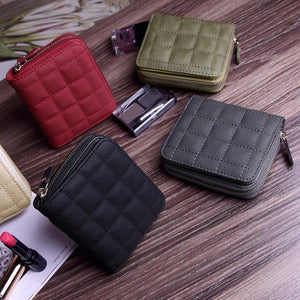 Planet Gates Wallets PU Leather Female Plaid Purses Nubuck Card Holder Wallet Fashion Woman Small Zipper Wallet With Coin Purse