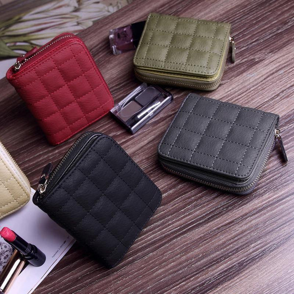 Planet Gates Wallets PU Leather Female Plaid Purses Nubuck Card Holder Wallet Fashion Woman Small Zipper Wallet With Coin Purse