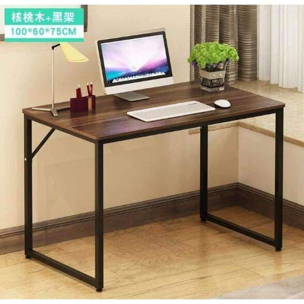 Planet Gates walnut color 100x60x75CM Steel frame Laptop desk Computer Desk Writing office table