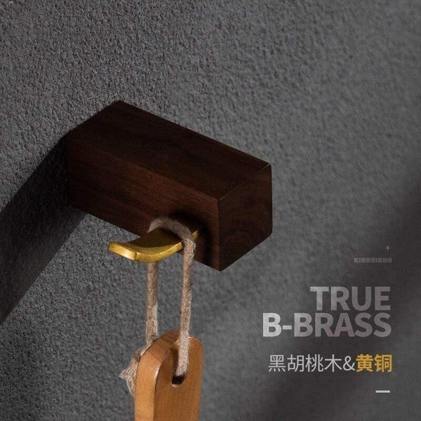 Planet Gates Walnut Wood Bathroom Hardware Set Creative Towel Ring Cosmetics Mirror Front Shelf Wall Mounted Brass Shaver Rack