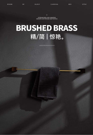 Planet Gates Walnut Wood Bathroom Hardware Set Creative Towel Ring Cosmetics Mirror Front Shelf Wall Mounted Brass Shaver Rack