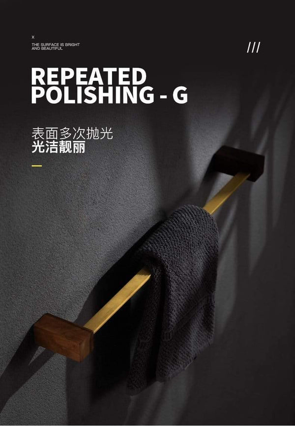 Planet Gates Walnut Wood Bathroom Hardware Set Creative Towel Ring Cosmetics Mirror Front Shelf Wall Mounted Brass Shaver Rack