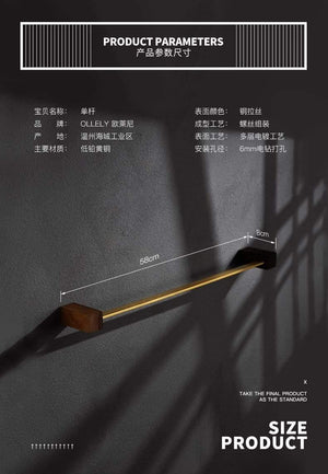 Planet Gates Walnut Wood Bathroom Hardware Set Creative Towel Ring Cosmetics Mirror Front Shelf Wall Mounted Brass Shaver Rack