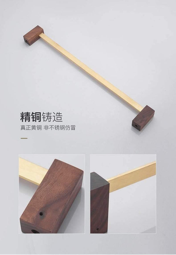 Planet Gates Walnut Wood Bathroom Hardware Set Creative Towel Ring Cosmetics Mirror Front Shelf Wall Mounted Brass Shaver Rack