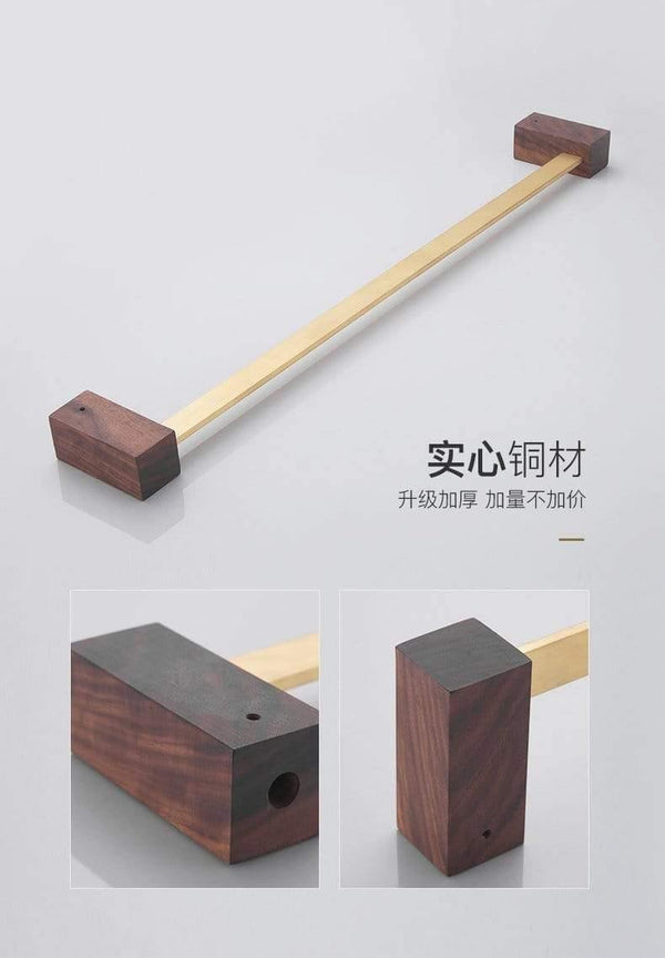 Planet Gates Walnut Wood Bathroom Hardware Set Creative Towel Ring Cosmetics Mirror Front Shelf Wall Mounted Brass Shaver Rack