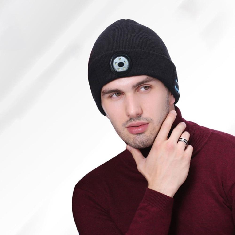 Planet Gates Warm Beanie Wireless LED Hat Wireless Smart Cap Headset Headphone Speaker Wireless Communication Night Outdoor Lighting Hat