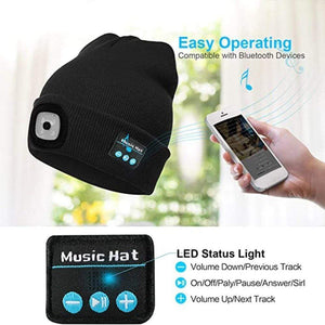 Planet Gates Warm Beanie Wireless LED Hat Wireless Smart Cap Headset Headphone Speaker Wireless Communication Night Outdoor Lighting Hat