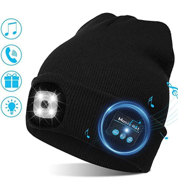 Planet Gates Warm Beanie Wireless LED Hat Wireless Smart Cap Headset Headphone Speaker Wireless Communication Night Outdoor Lighting Hat