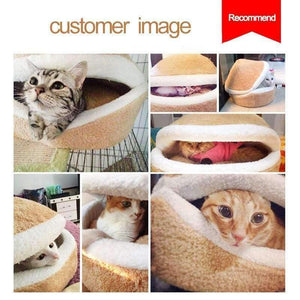 Planet Gates Warm Cat Bed House Hamburger Bed Disassemblability Windproof Pet Puppy Nest Shell Hiding Burger Bun for Winter