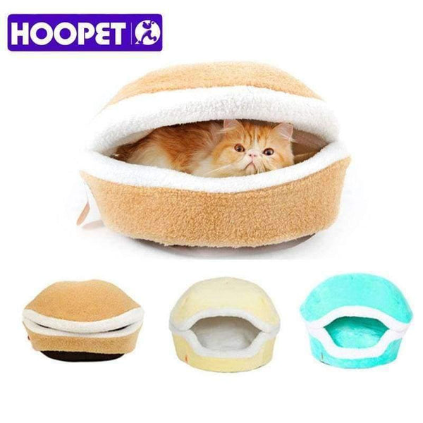 Planet Gates Warm Cat Bed House Hamburger Bed Disassemblability Windproof Pet Puppy Nest Shell Hiding Burger Bun for Winter