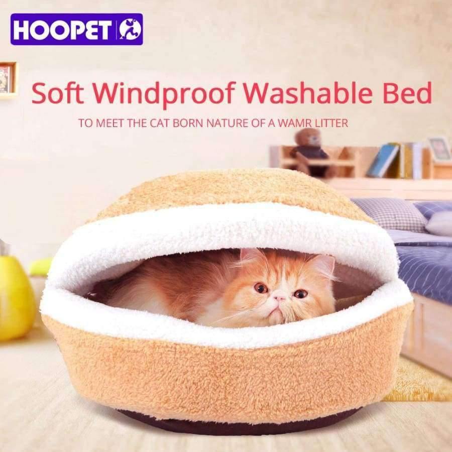 Planet Gates Warm Cat Bed House Hamburger Bed Disassemblability Windproof Pet Puppy Nest Shell Hiding Burger Bun for Winter