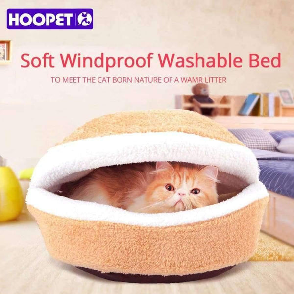 Planet Gates Warm Cat Bed House Hamburger Bed Disassemblability Windproof Pet Puppy Nest Shell Hiding Burger Bun for Winter
