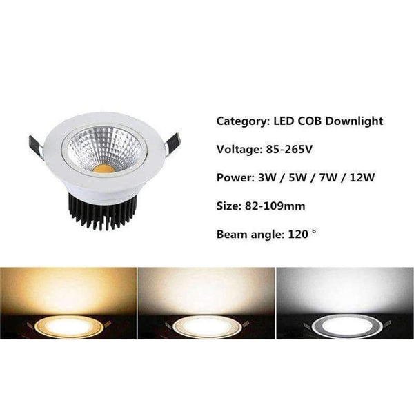 Planet Gates Warm White / 3W Dimmable Dimmable Led downlight light COB Ceiling Spot Light 3w 5w 7w 12w 85-265V ceiling recessed Lights Indoor Lighting