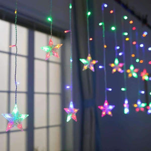 Planet Gates Teplá bílá / 6 velkých 6 malých hvězd JUNJUE Vánoční osvětlení LED víla hvězda závěs řetězec luminarias girlanda dekorace vánoční svatba pentagram řetězec světla