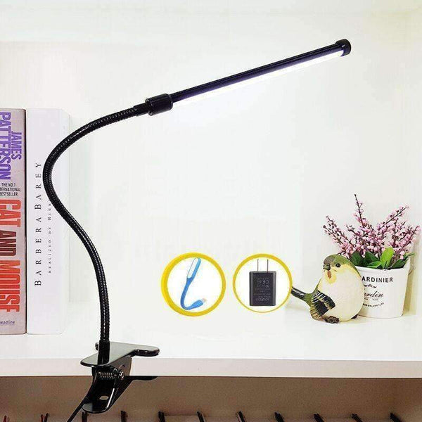 Planet Gates Warm White / Black DX LED Book Reading Table Light Lamp Bright Flexible Adjustable Clip-on Arm Study Desk Light LED Book Lamp USB Reading Lamp