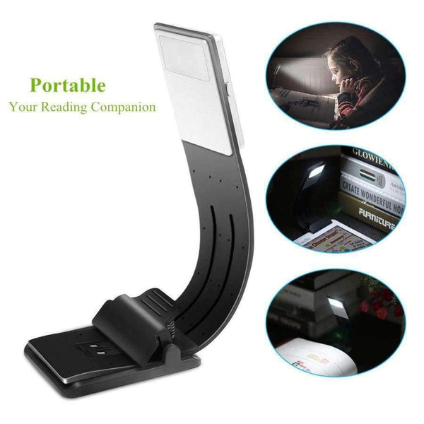 Planet Gates Warm White / Black Magnetic Portable LED Reading Book Light With Detachable Flexible Clip USB Rechargeable Lamp for Kindle and Book 4 Modes Black