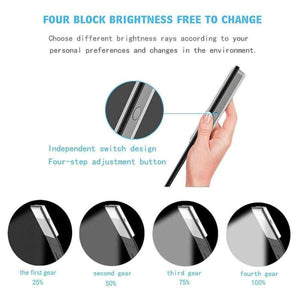 Planet Gates Warm White / Black Magnetic Portable LED Reading Book Light With Detachable Flexible Clip USB Rechargeable Lamp for Kindle and Book 4 Modes Black